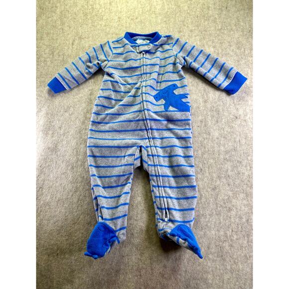 Carter's Fleece Fully Zip Footie Sleeper Gray and Blue  Shark Size 3-6 Months - Picture 1 of 4